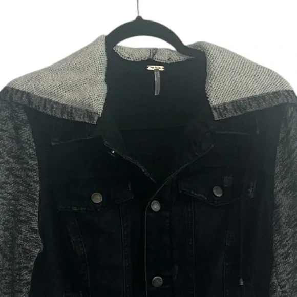 Free People Black and Gray Jean Jacket - Picture 6 of 9